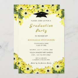 Elegant Floral Fresh Afstudeerder Party Invitation