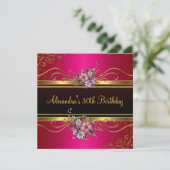Elegant Floral Fuchsia Pink Gold Jewel Birthday Kaart (Staand voorkant)