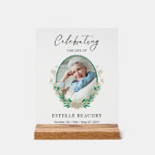 Elegant Floral Funeral Celebration of life Photo   Acryl Bord (Voorkant)