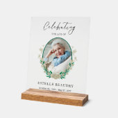 Elegant Floral Funeral Celebration of life Photo   Acryl Bord (Hoek)