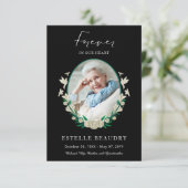 Elegant Floral Funeral Celebration of life Photo Bedankkaart (Staand voorkant)