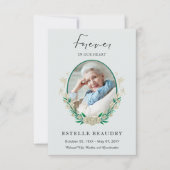 Elegant Floral Funeral Celebration of life Photo Bedankkaart (Voorkant)