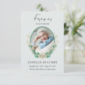 Elegant Floral Funeral Celebration of life Photo Bedankkaart (Staand voorkant)