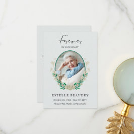 Elegant Floral Funeral Celebration of life Photo Bedankkaart