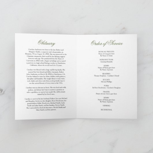 Elegant Floral Funeral Order of Service Photo Programma (Binnen)