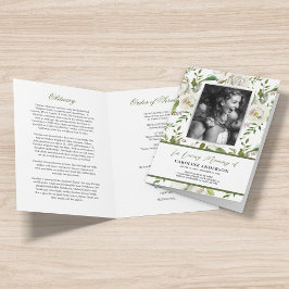 Elegant Floral Funeral Order of Service Photo Programma