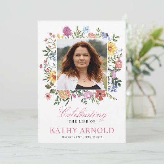 Elegant Floral Funeral Order of Service Programma (Staand voorkant)