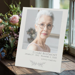 Elegant Floral Funeral Photo Pedestal Sign Reclamebord Met Voetstuk