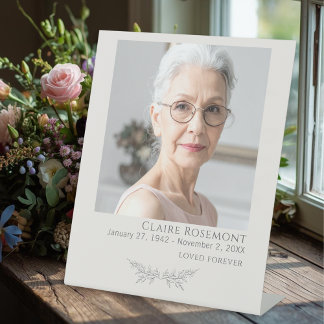Elegant Floral Funeral Photo Pedestal Sign Reclamebord Met Voetstuk