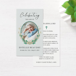 Elegant Floral Funeral Photo Sympathy Prayer Cards Visitekaartje