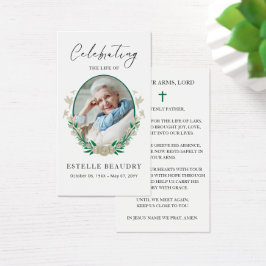 Elegant Floral Funeral Photo Sympathy Prayer Cards Visitekaartje