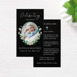 Elegant Floral Funeral Photo Sympathy Prayer Cards Visitekaartje