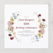 Elegant Floral Garden 60th Birthday Invitation Kaart (Voorkant)