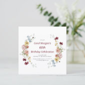 Elegant Floral Garden 60th Birthday Invitation Kaart (Staand voorkant)