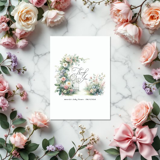 Elegant Floral Garden Baby shower Bedankkaart