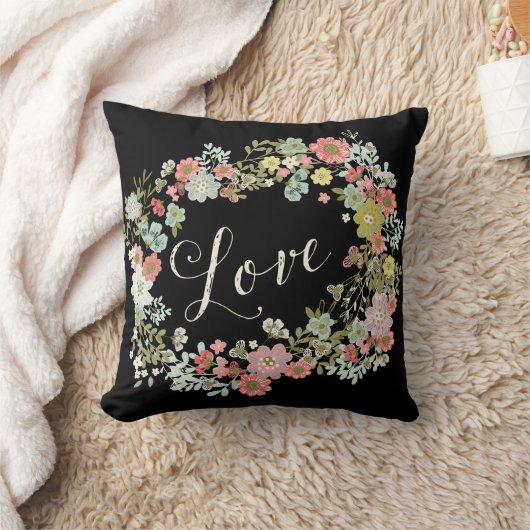 Elegant Floral Garden Beauful Love Black Cushion Kussen (Deken)