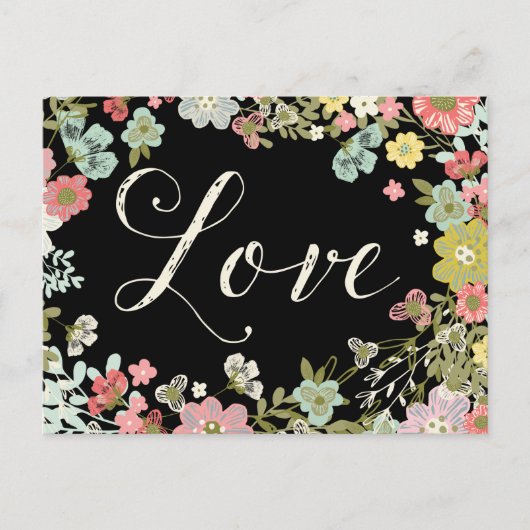 Elegant Floral Garden Beauful Love Script Art Briefkaart (Voorkant)