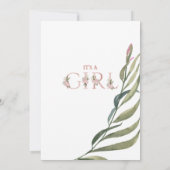 Elegant Floral Garden Blush Pink Girl Baby shower Kaart (Achterkant)