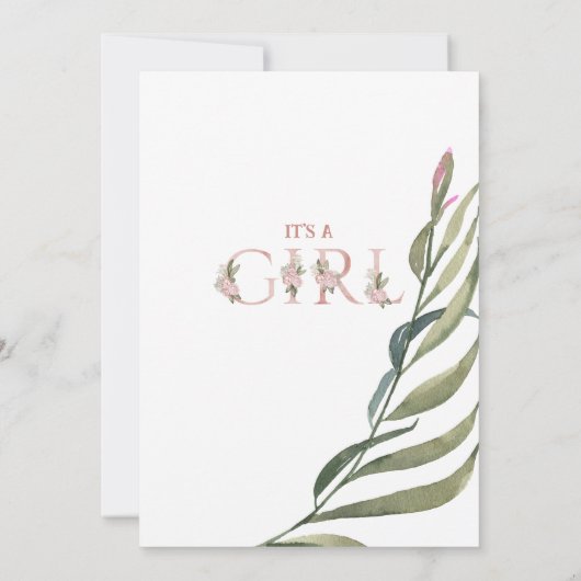 Elegant Floral Garden Blush Pink Girl Baby shower Kaart (Achterkant)