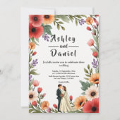 Elegant Floral Garden Bride & Groom Summer Wedding Kaart (Voorkant)