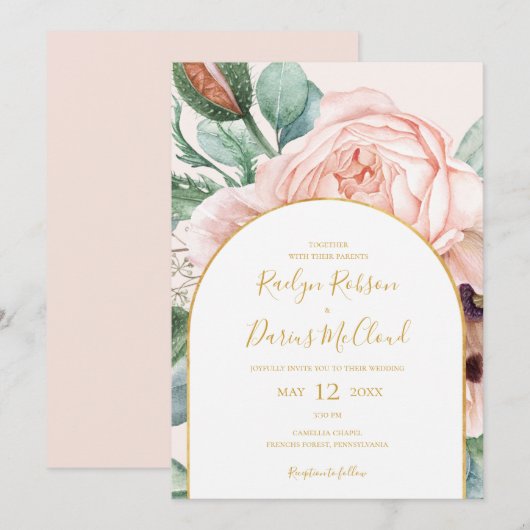 Elegant Floral Garden | Casual bruiloft bij pastel Kaart (Voorkant / Achterkant)
