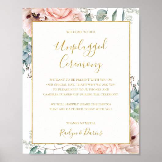 Elegant Floral Garden | Ontgrendeld ceremonieteken Poster (Voorkant)
