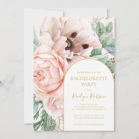 Elegant Floral Garden | Pastel Bachelorette Party Kaart (Voorkant)