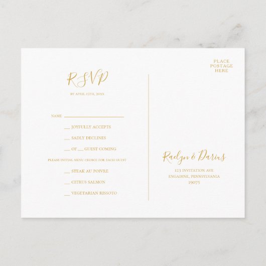 Elegant Floral Garden Pastel Menu Keuze RSVP-kaart (Achterkant)