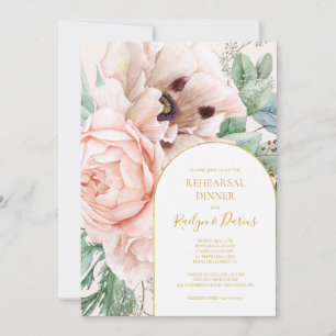 Elegant Floral Garden   Pastel Rehearsal Dinner Kaart
