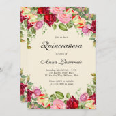 Elegant Floral Garden Quinceañera Kaart (Voorkant / Achterkant)