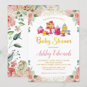 Elegant Floral Garden Tea Party Baby shower Kaart