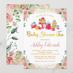 Elegant Floral Garden Tea Party Baby shower Kaart
