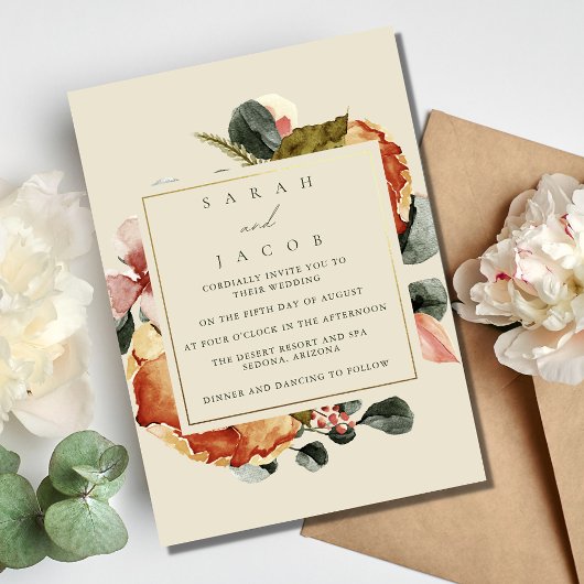 Elegant Floral Garden Wedding Kaart
