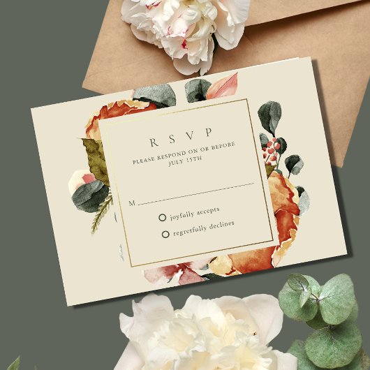 Elegant Floral Garden Wedding RSVP Kaartje