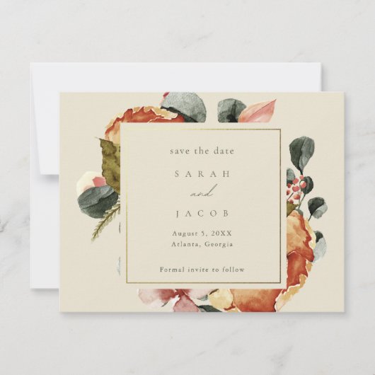 Elegant Floral Garden Wedding Save The Date (Voorkant)