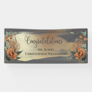 Elegant Floral Gefeliciteerd Wedding Spandoek