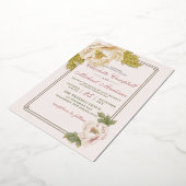 Elegant Floral Gentle Pink Peonies Wedding Invitat Folie Uitnodiging (Gedraaid)