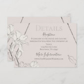 Elegant Floral Geometric Dusty Gray Pink Wedding Informatiekaartje (Voorkant / Achterkant)