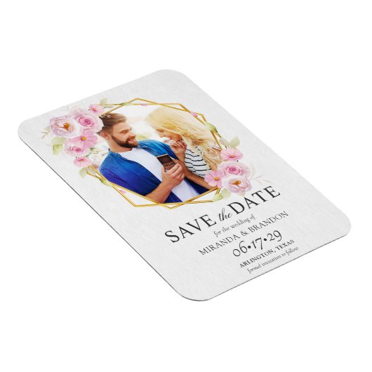 Elegant Floral Geometric sparen de Datum Magneet (Rechterzijde)