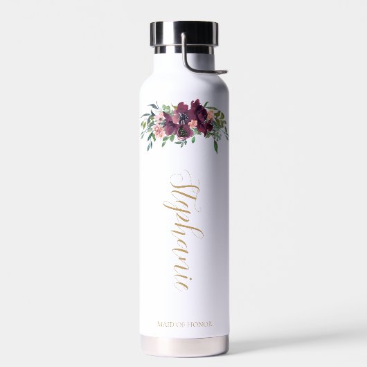 Elegant Floral gepersonaliseerd bruidsmeisje voors Waterfles (Links)