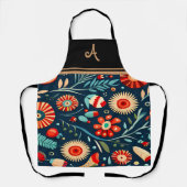 Elegant Floral gepersonaliseerd Initiaal naam Scho Schort (Voorkant)