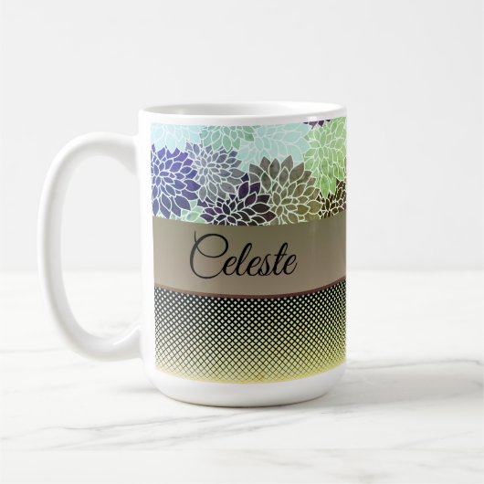 Elegant Floral Gepersonaliseerd Koffiemok (Links)