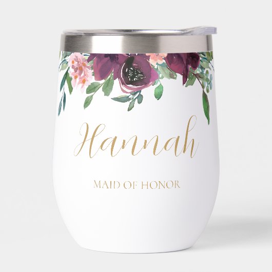 Elegant Floral gepersonaliseerd Maid of Honor (Links)