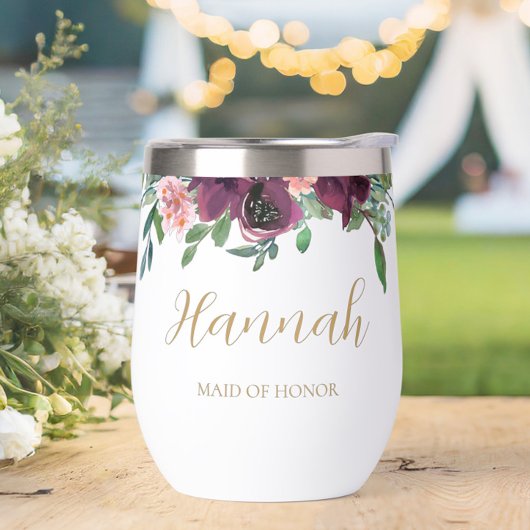 Elegant Floral gepersonaliseerd Maid of Honor