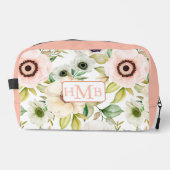 Elegant Floral Gepersonaliseerd Monogram Roze Reiz Toilettasje (Voorkant)