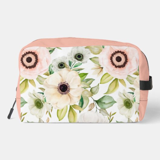 Elegant Floral Gepersonaliseerd Monogram Roze Reiz Toilettasje (Achterkant)