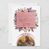 Elegant Floral gepersonaliseerde foto mam vakantie Feestdagenkaart (Voorkant)