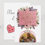 Elegant Floral gepersonaliseerde foto mam vakantie Feestdagenkaart (Voorkant / Achterkant)