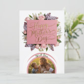 Elegant Floral gepersonaliseerde foto mam vakantie Feestdagenkaart (Staand voorkant)