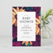 Elegant Floral Girl Baby shower Kaart (Staand voorkant)